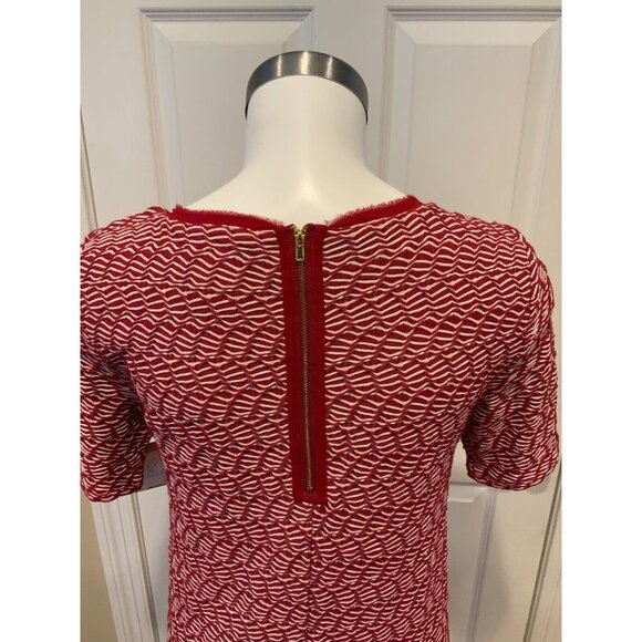 Maeve Anthropologie Red & White Wavy Textured Fit & Flare Dress, Size Small - Picture 6 of 7